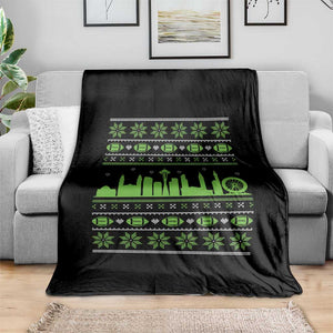 Seattle Skyline Game Day Throw Blanket Ugly Christmas Football Fan Gift
