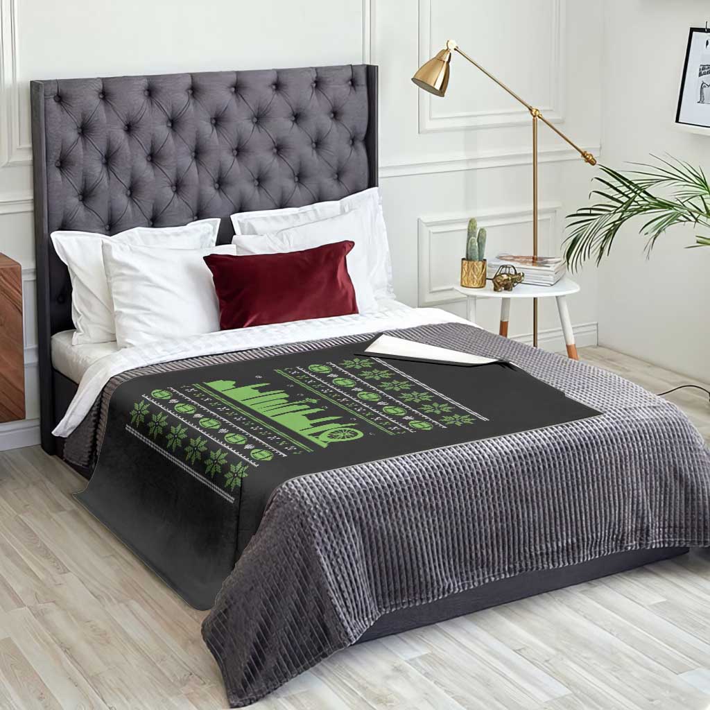 Seattle Skyline Game Day Throw Blanket Ugly Christmas Football Fan Gift