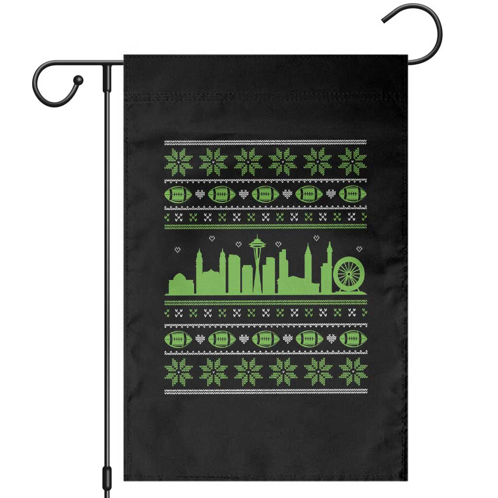 Seattle Skyline Game Day Garden Flag Ugly Christmas Football Fan Gift
