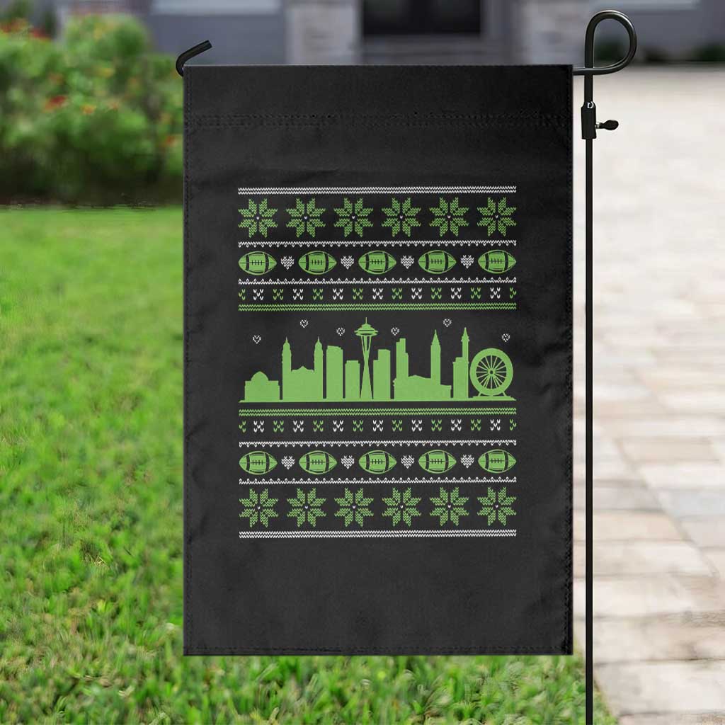 Seattle Skyline Game Day Garden Flag Ugly Christmas Football Fan Gift