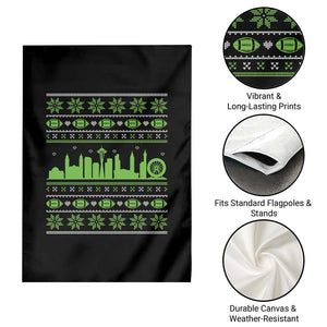 Seattle Skyline Game Day Garden Flag Ugly Christmas Football Fan Gift
