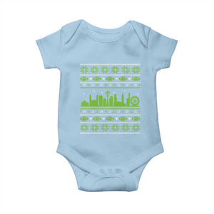 Seattle Skyline Game Day Baby Onesie Ugly Christmas Football Fan Gift TS12 Light Blue Print Your Wear