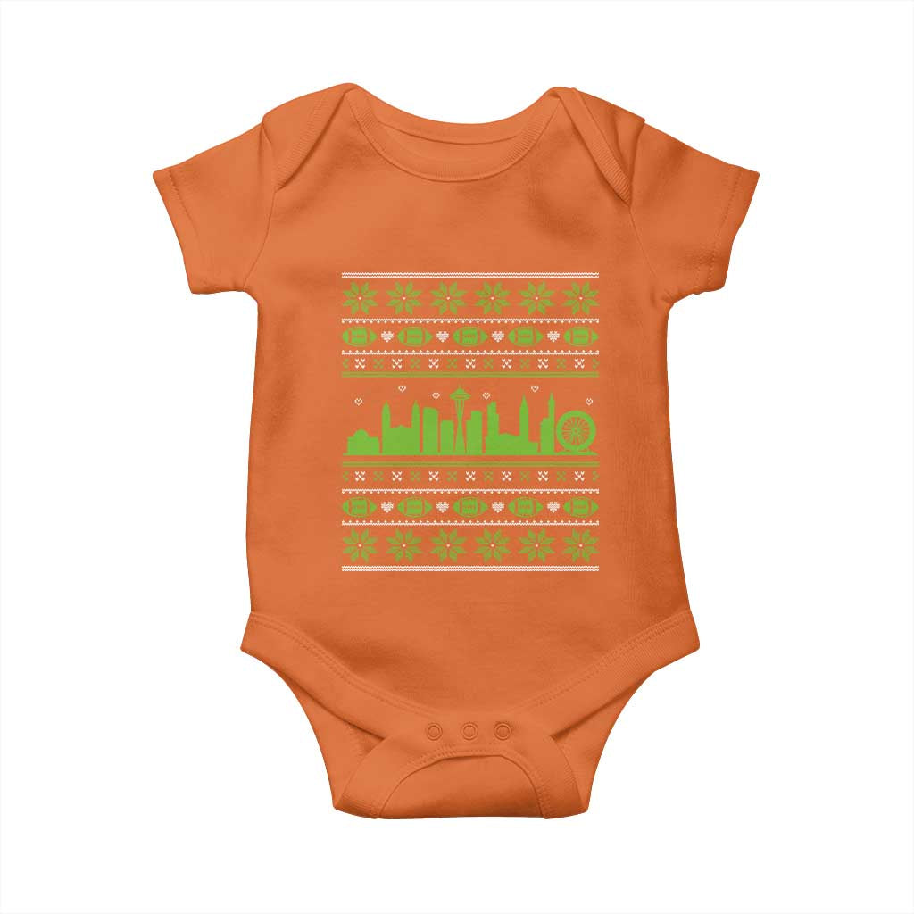 Seattle Skyline Game Day Baby Onesie Ugly Christmas Football Fan Gift TS12 Orange Print Your Wear
