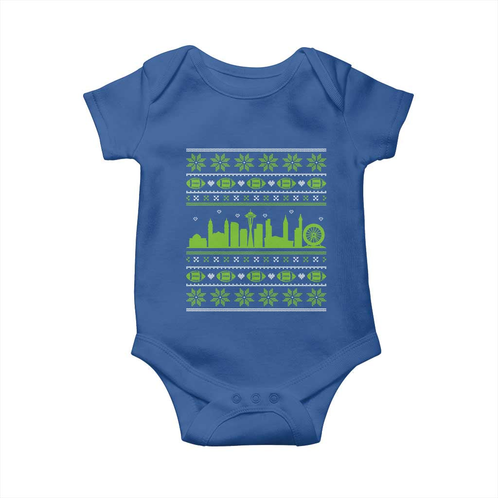 Seattle Skyline Game Day Baby Onesie Ugly Christmas Football Fan Gift TS12 Royal Blue Print Your Wear