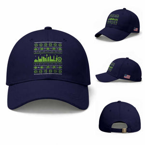 Seattle Skyline Game Day Baseball Cap Ugly Christmas Football Fan Gift