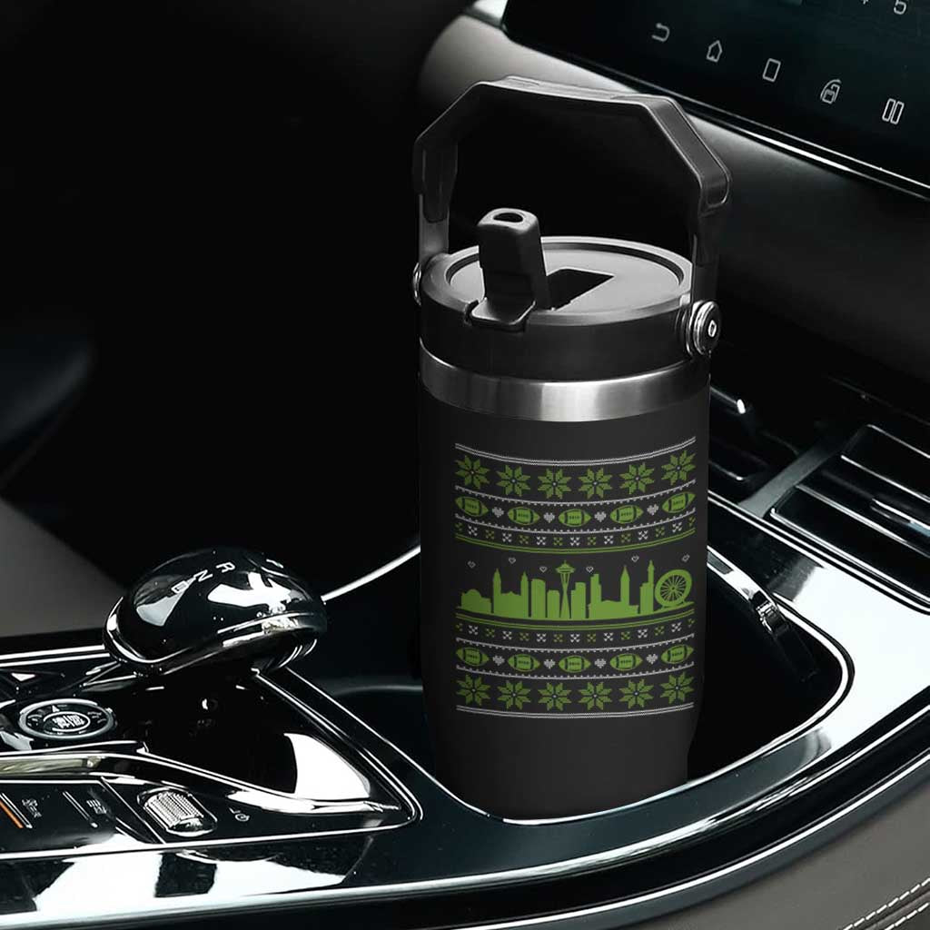 Seattle Skyline Game Day Flip Straw Tumbler Ugly Christmas Football Fan Gift TS12 Print Your Wear
