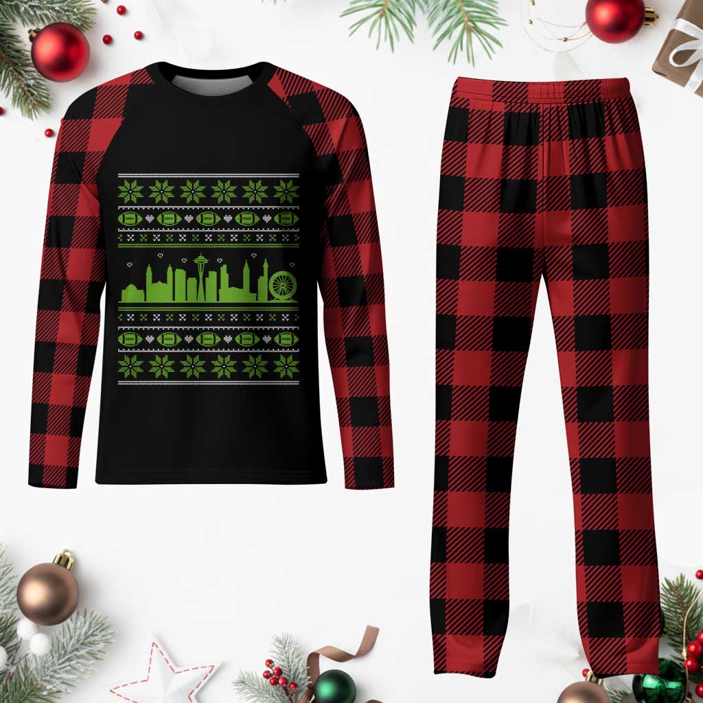 Seattle Skyline Game Day Plaid Pajama Set Ugly Christmas Football Fan Gift TS12 Buffalo Plaid Print Your Wear