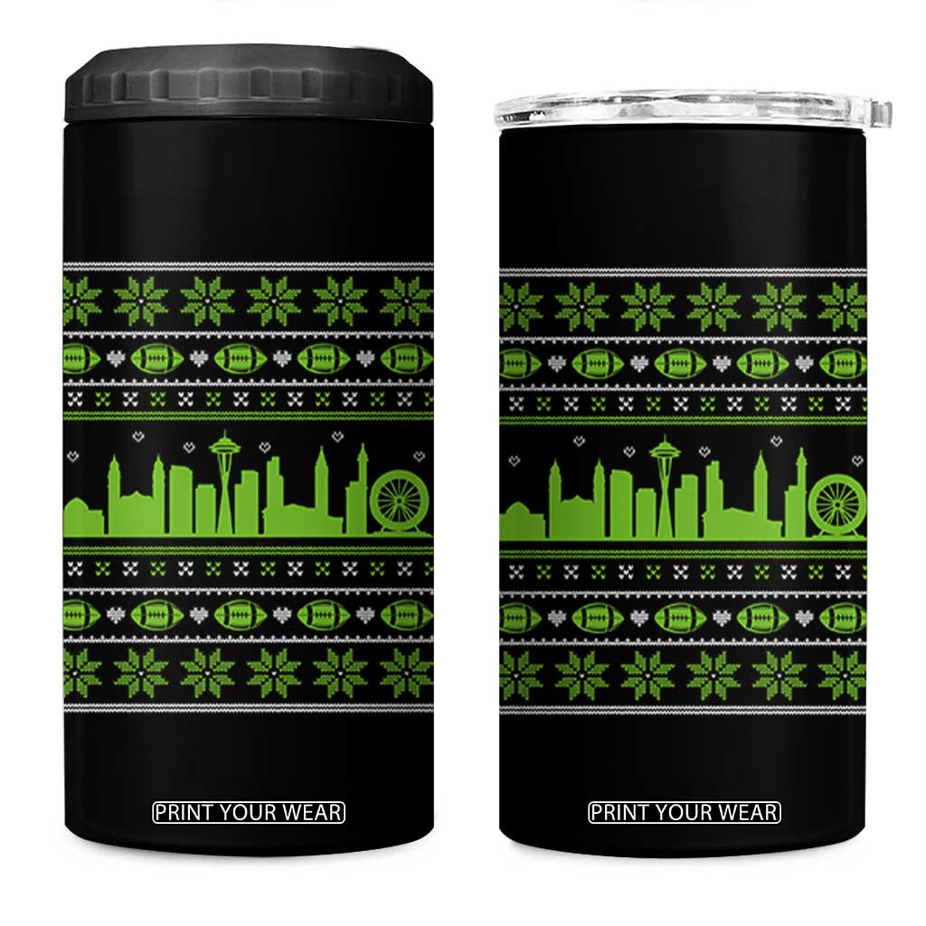 Seattle Skyline Game Day 4 in 1 Can Cooler Tumbler Ugly Christmas Football Fan Gift TS12 One Size: 16 oz Black Print Your Wear
