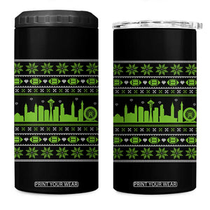 Seattle Skyline Game Day 4 in 1 Can Cooler Tumbler Ugly Christmas Football Fan Gift TS12 One Size: 16 oz Black Print Your Wear