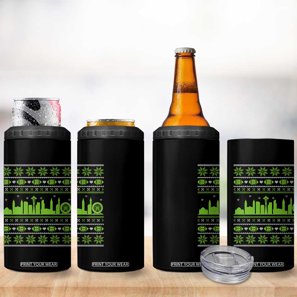 Seattle Skyline Game Day 4 in 1 Can Cooler Tumbler Ugly Christmas Football Fan Gift TS12 Print Your Wear