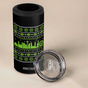 Seattle Skyline Game Day 4 in 1 Can Cooler Tumbler Ugly Christmas Football Fan Gift TS12 Print Your Wear