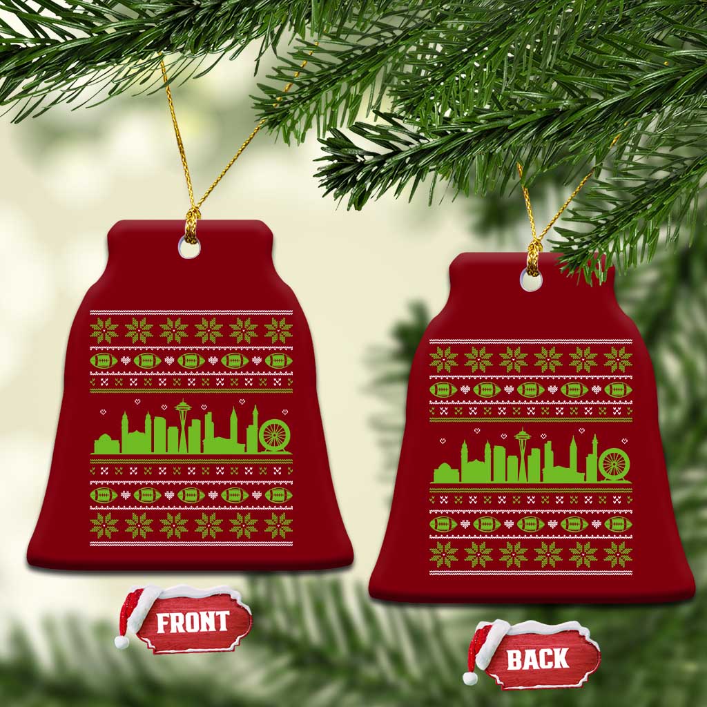 Seattle Skyline Game Day Ceramic Ornament Ugly Christmas Football Fan Gift TS12 Print Your Wear