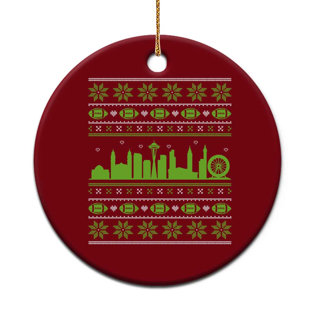 Seattle Skyline Game Day Ceramic Ornament Ugly Christmas Football Fan Gift TS12 1pc Red Print Your Wear