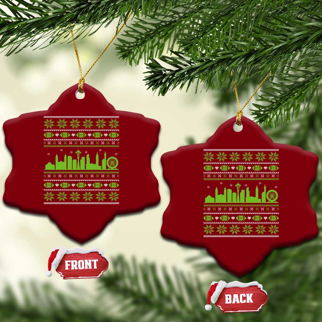 Seattle Skyline Game Day Ceramic Ornament Ugly Christmas Football Fan Gift TS12 Print Your Wear