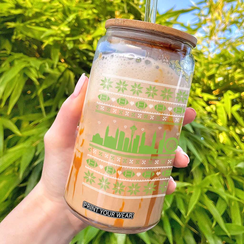 Seattle Skyline Game Day Glass Can Ugly Christmas Football Fan Gift TS12 Black Print Your Wear