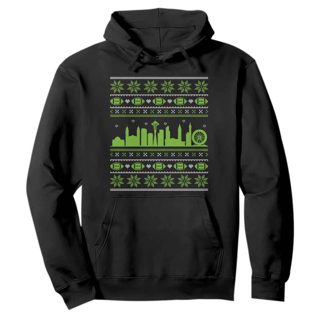 Seattle Skyline Game Day Hoodie Ugly Christmas Football Fan Gift TS12 Black Print Your Wear
