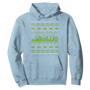 Seattle Skyline Game Day Hoodie Ugly Christmas Football Fan Gift TS12 Light Blue Print Your Wear