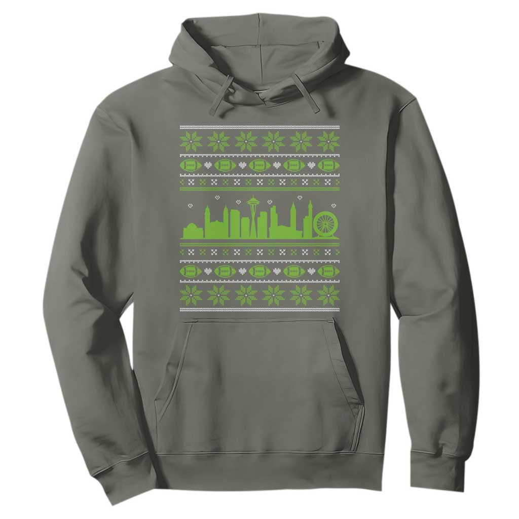 Seattle Skyline Game Day Hoodie Ugly Christmas Football Fan Gift TS12 Military Green Print Your Wear