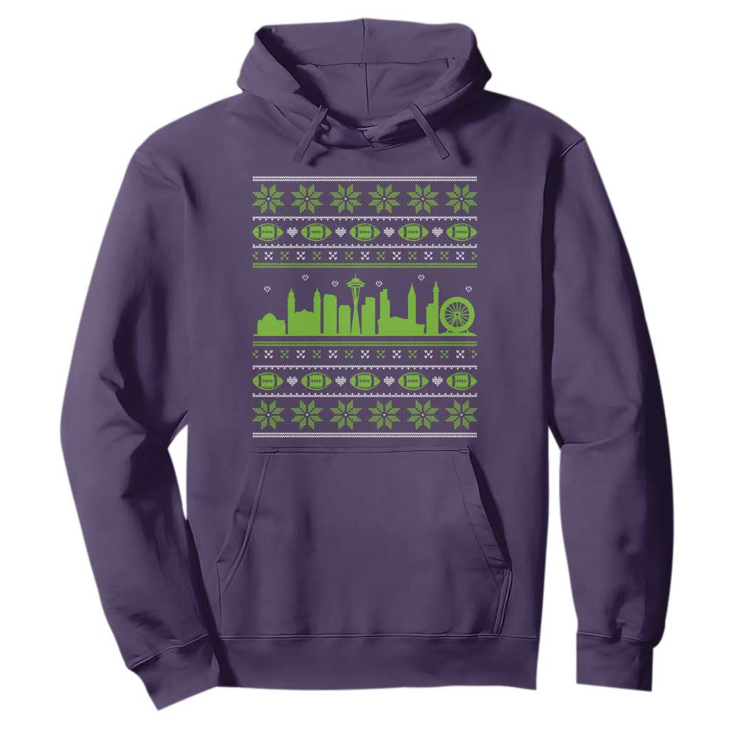 Seattle Skyline Game Day Hoodie Ugly Christmas Football Fan Gift TS12 Purple Print Your Wear