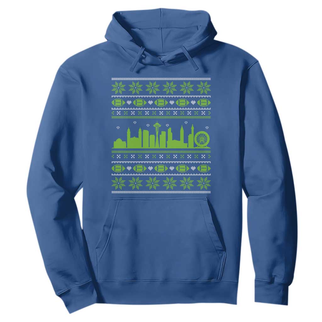 Seattle Skyline Game Day Hoodie Ugly Christmas Football Fan Gift TS12 Royal Blue Print Your Wear