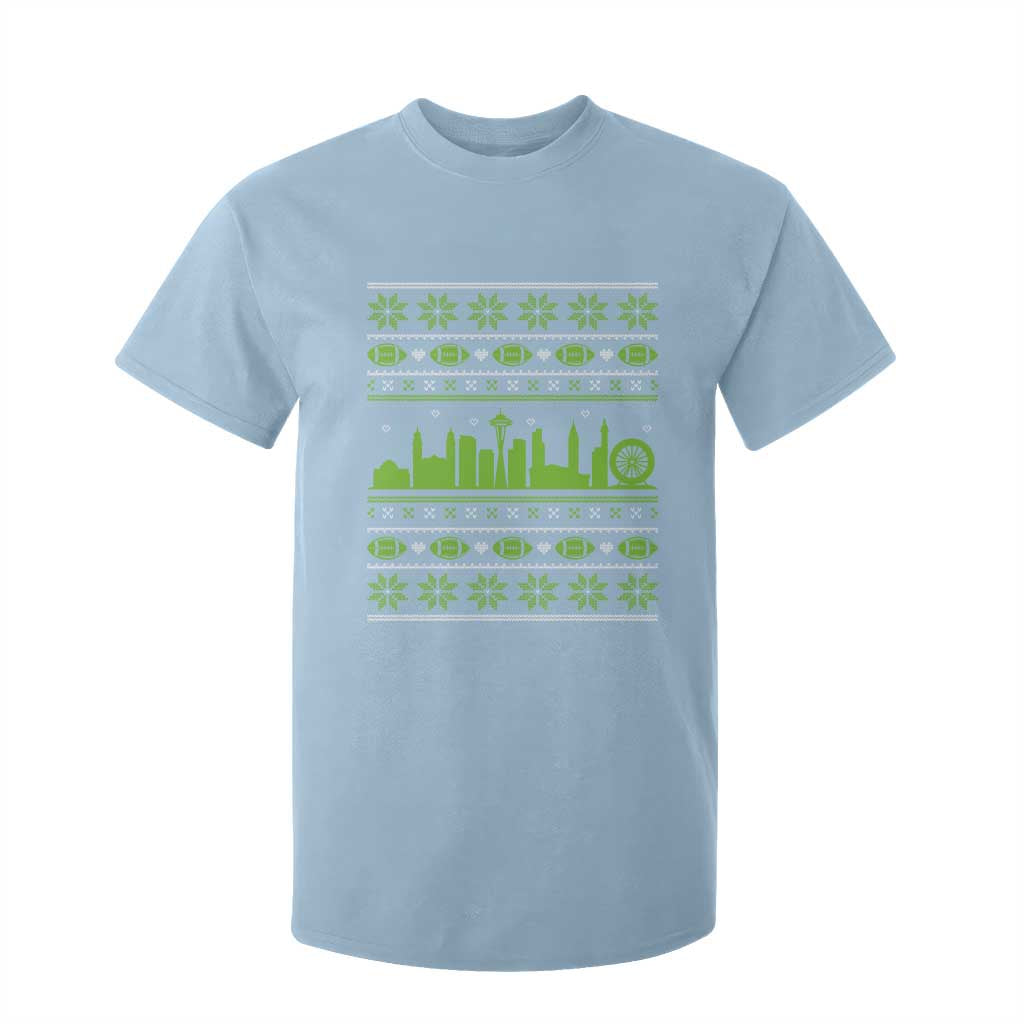 Seattle Skyline Game Day T Shirt For Kid Ugly Christmas Football Fan Gift TS12 Light Blue Print Your Wear