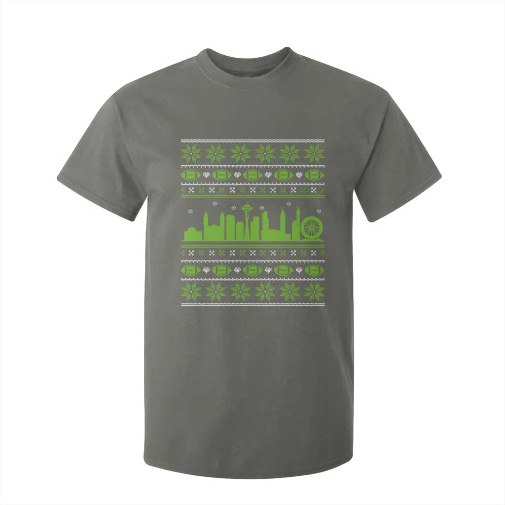 Seattle Skyline Game Day T Shirt For Kid Ugly Christmas Football Fan Gift TS12 Military Green Print Your Wear