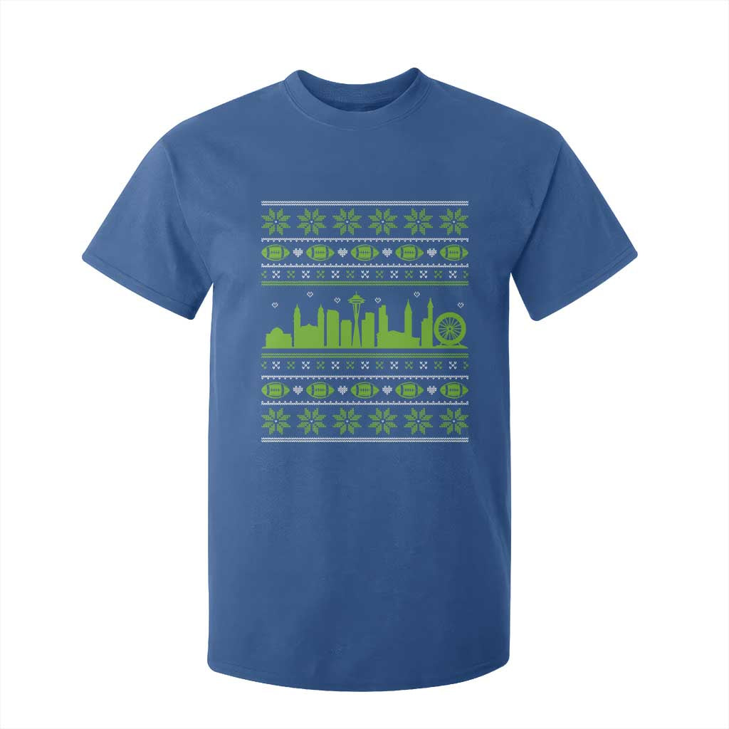 Seattle Skyline Game Day T Shirt For Kid Ugly Christmas Football Fan Gift TS12 Royal Blue Print Your Wear