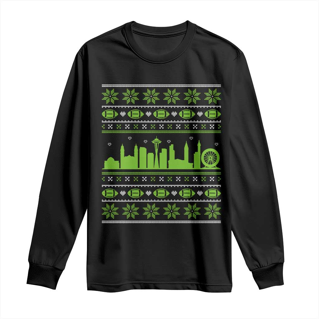 Seattle Skyline Game Day Long Sleeve Shirt Ugly Christmas Football Fan Gift TS12 Black Print Your Wear
