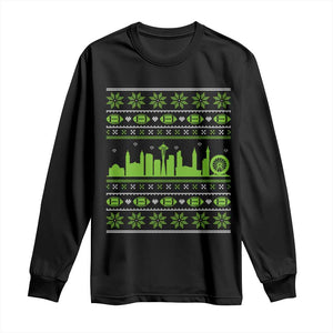 Seattle Skyline Game Day Long Sleeve Shirt Ugly Christmas Football Fan Gift TS12 Black Print Your Wear