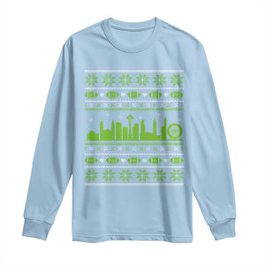 Seattle Skyline Game Day Long Sleeve Shirt Ugly Christmas Football Fan Gift TS12 Light Blue Print Your Wear