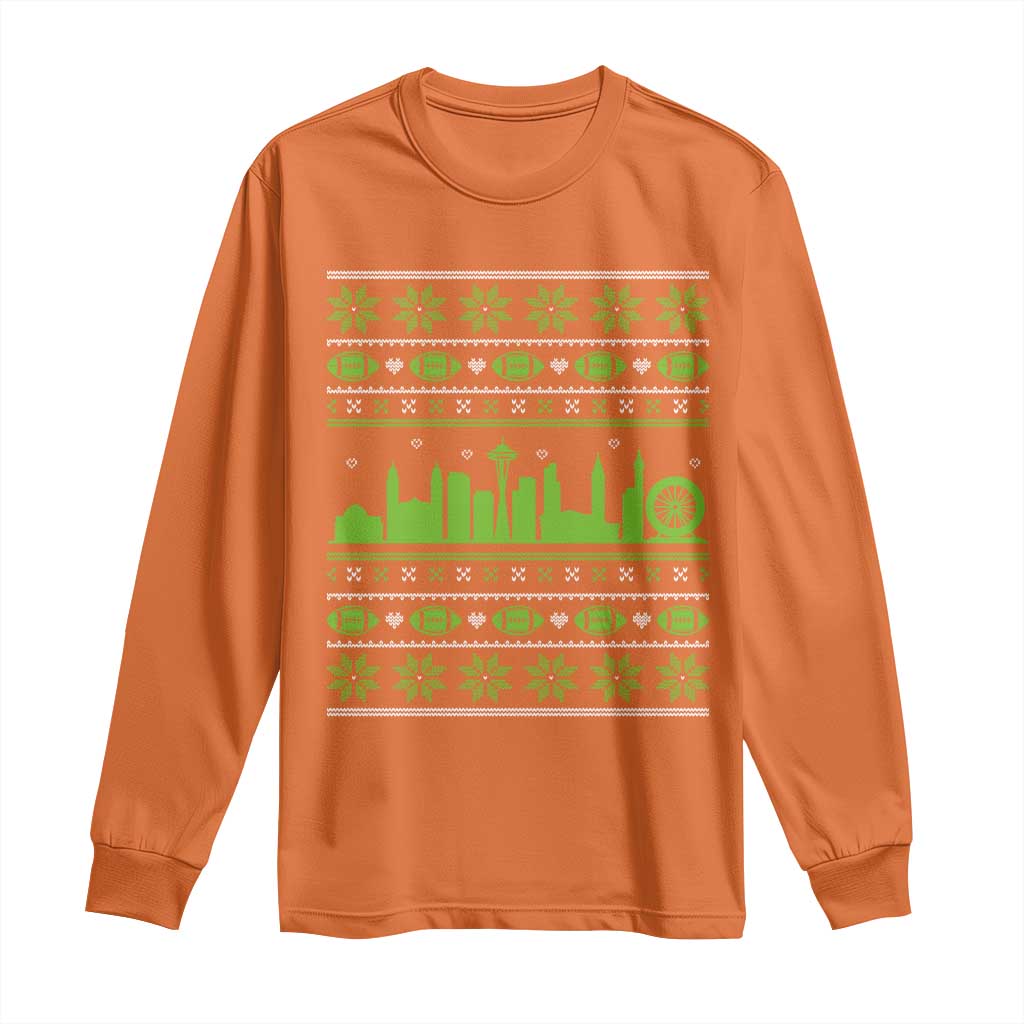 Seattle Skyline Game Day Long Sleeve Shirt Ugly Christmas Football Fan Gift TS12 Orange Print Your Wear