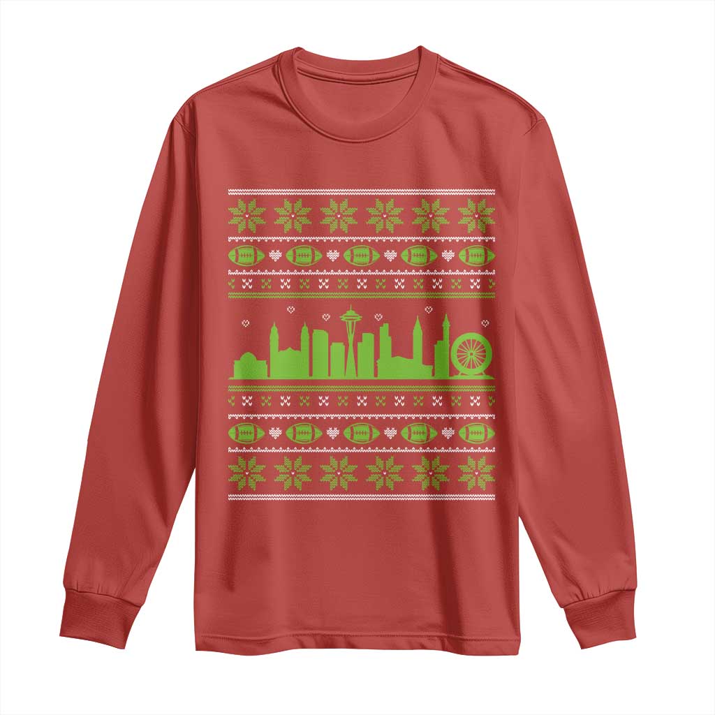 Seattle Skyline Game Day Long Sleeve Shirt Ugly Christmas Football Fan Gift TS12 Red Print Your Wear