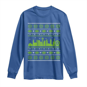 Seattle Skyline Game Day Long Sleeve Shirt Ugly Christmas Football Fan Gift TS12 Royal Blue Print Your Wear