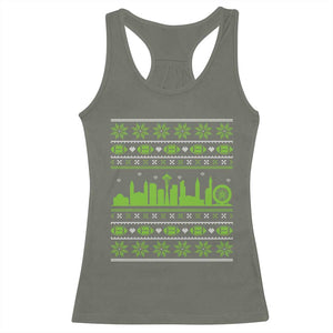 Seattle Skyline Game Day Racerback Tank Top Ugly Christmas Football Fan Gift TS12 Military Green Print Your Wear