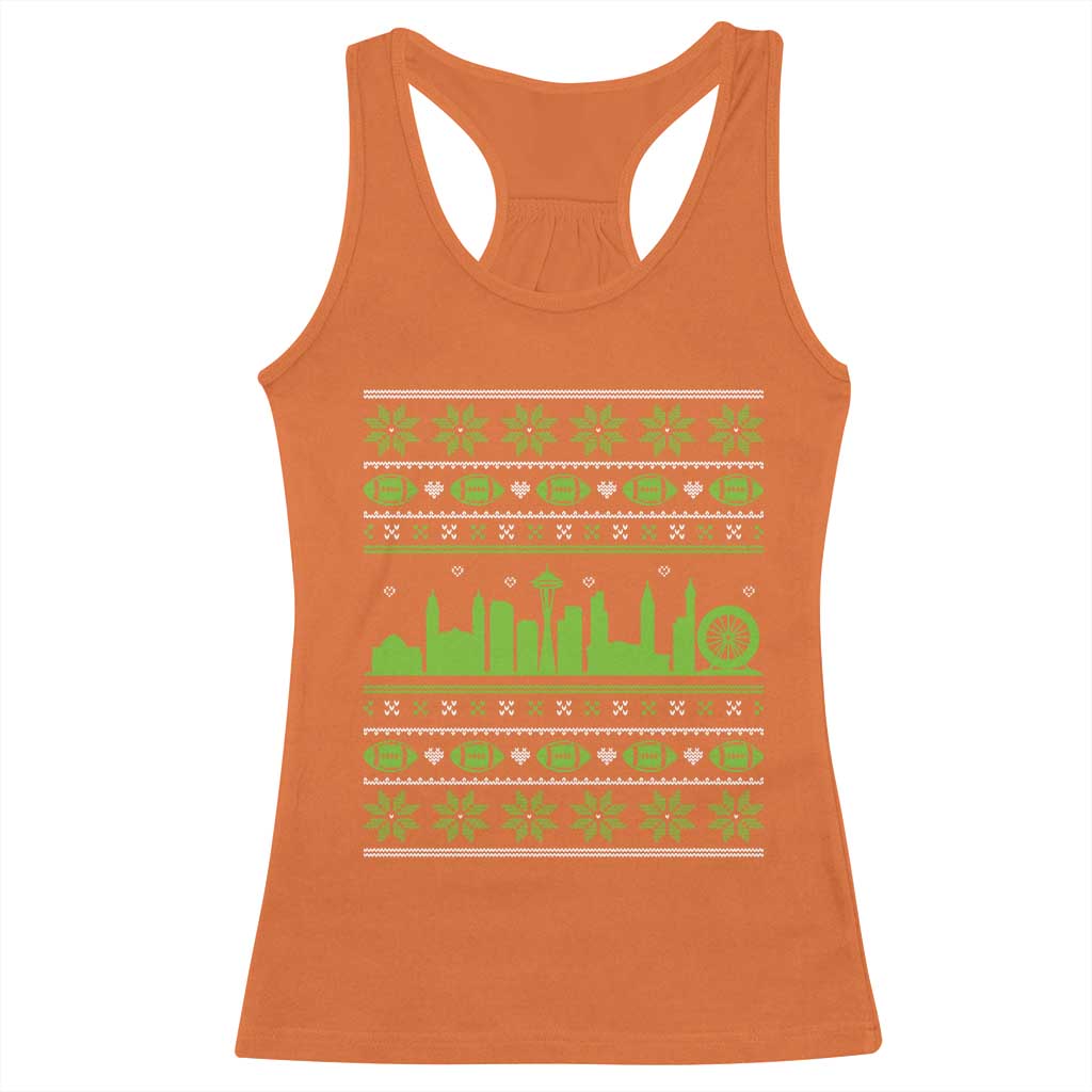 Seattle Skyline Game Day Racerback Tank Top Ugly Christmas Football Fan Gift TS12 Orange Print Your Wear