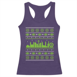 Seattle Skyline Game Day Racerback Tank Top Ugly Christmas Football Fan Gift TS12 Purple Print Your Wear