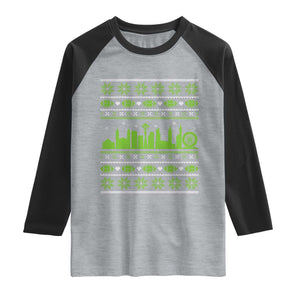 Seattle Skyline Game Day Raglan Shirt Ugly Christmas Football Fan Gift TS12 Heather Gray Black Print Your Wear