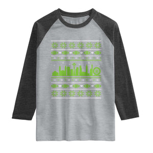 Seattle Skyline Game Day Raglan Shirt Ugly Christmas Football Fan Gift TS12 Heather Gray Heather Charcoal Print Your Wear