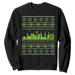 Seattle Skyline Game Day Sweatshirt Ugly Christmas Football Fan Gift TS12 Black Print Your Wear