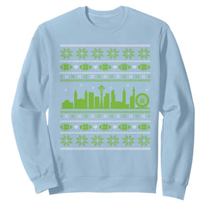 Seattle Skyline Game Day Sweatshirt Ugly Christmas Football Fan Gift TS12 Light Blue Print Your Wear