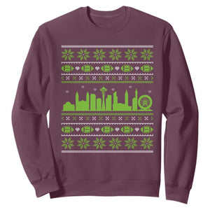 Seattle Skyline Game Day Sweatshirt Ugly Christmas Football Fan Gift TS12 Maroon Print Your Wear