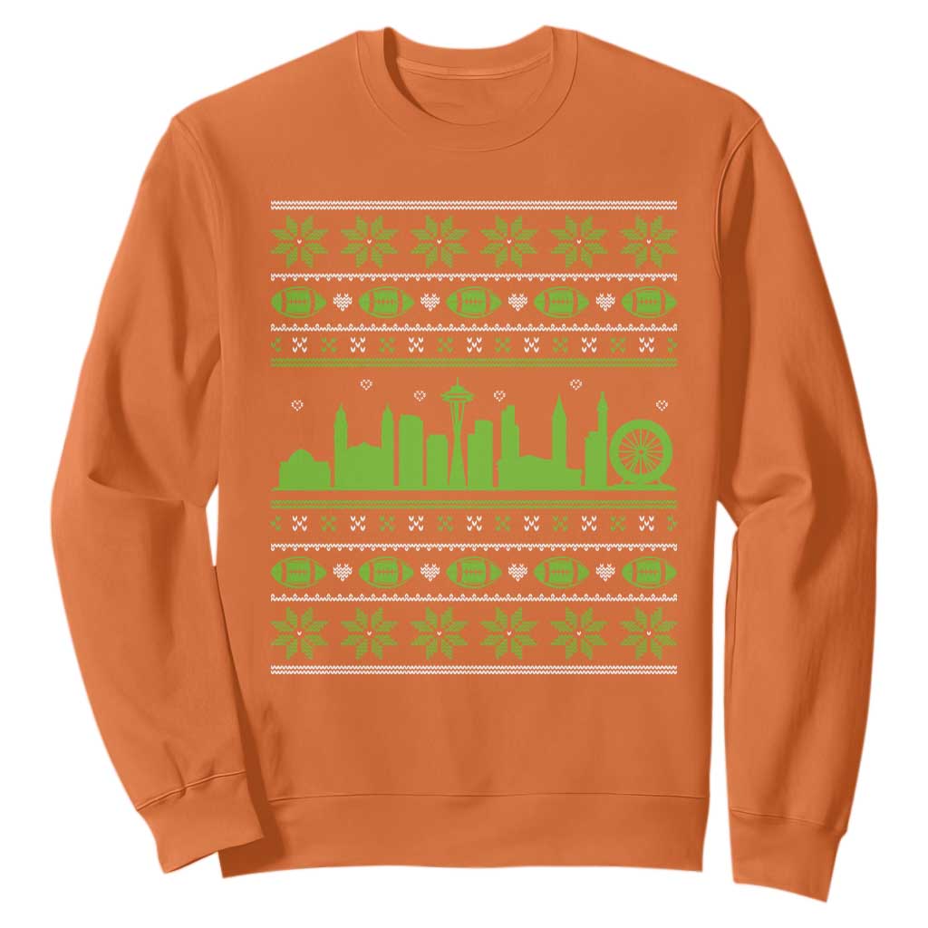 Seattle Skyline Game Day Sweatshirt Ugly Christmas Football Fan Gift TS12 Orange Print Your Wear