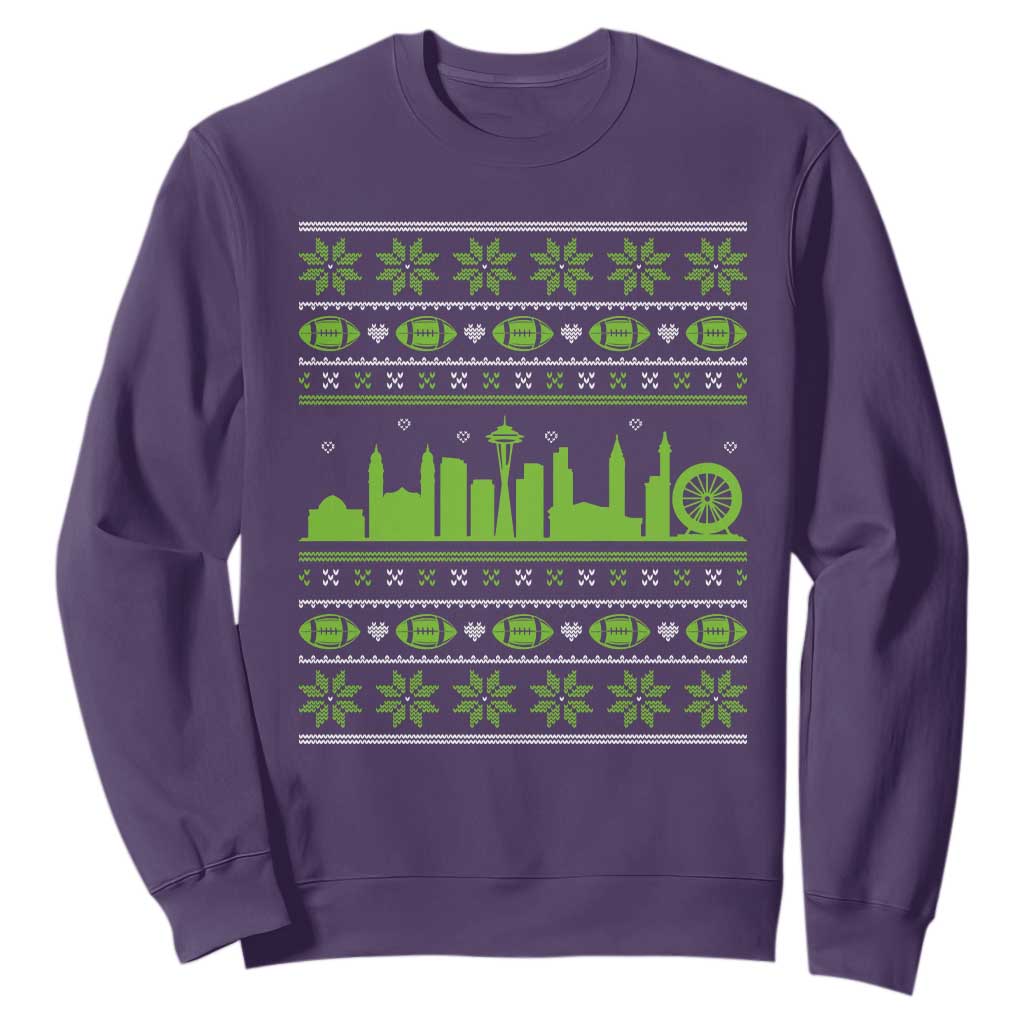 Seattle Skyline Game Day Sweatshirt Ugly Christmas Football Fan Gift TS12 Purple Print Your Wear