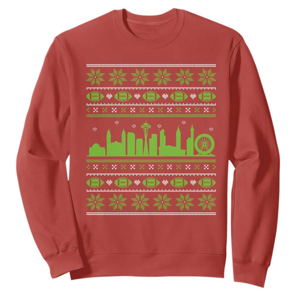 Seattle Skyline Game Day Sweatshirt Ugly Christmas Football Fan Gift TS12 Red Print Your Wear