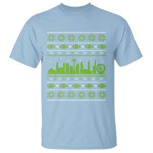 Seattle Skyline Game Day T Shirt Ugly Christmas Football Fan Gift TS12 Light Blue Print Your Wear