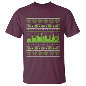 Seattle Skyline Game Day T Shirt Ugly Christmas Football Fan Gift TS12 Maroon Print Your Wear