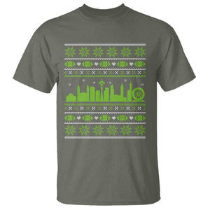 Seattle Skyline Game Day T Shirt Ugly Christmas Football Fan Gift TS12 Military Green Print Your Wear