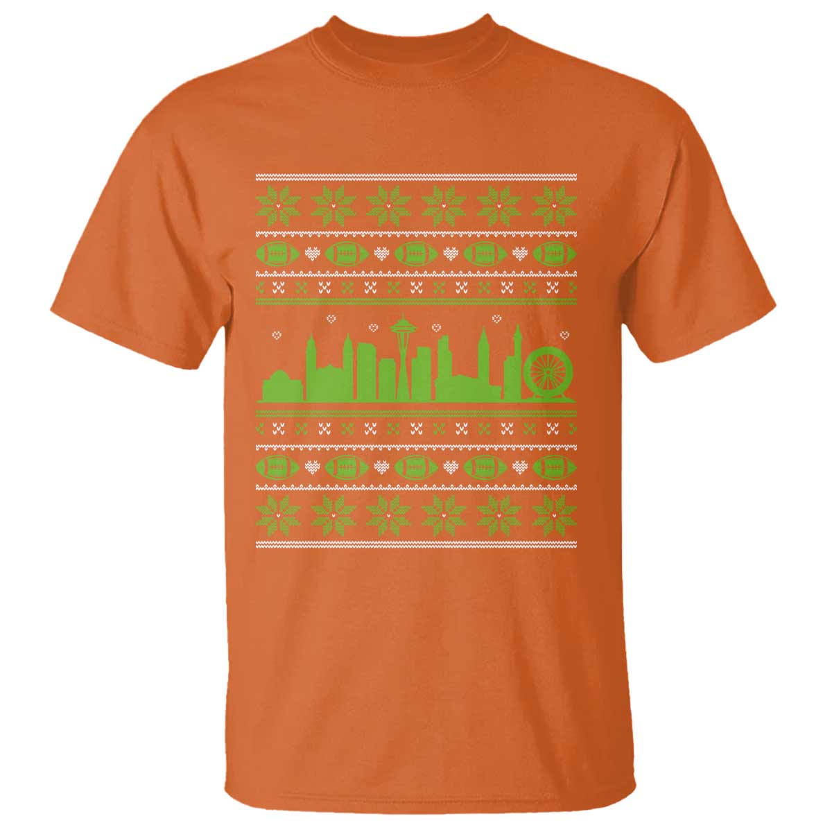 Seattle Skyline Game Day T Shirt Ugly Christmas Football Fan Gift TS12 Orange Print Your Wear
