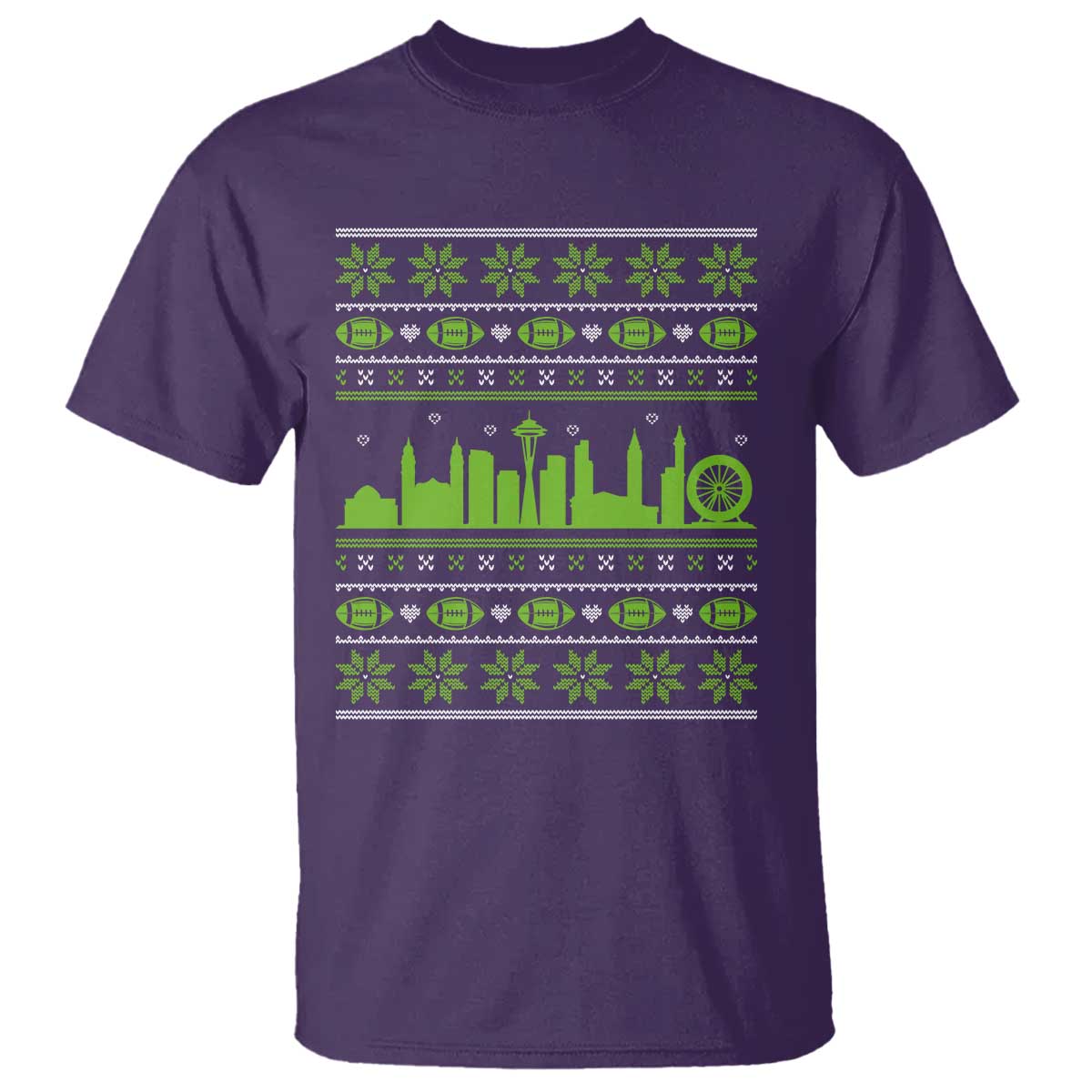 Seattle Skyline Game Day T Shirt Ugly Christmas Football Fan Gift TS12 Purple Print Your Wear