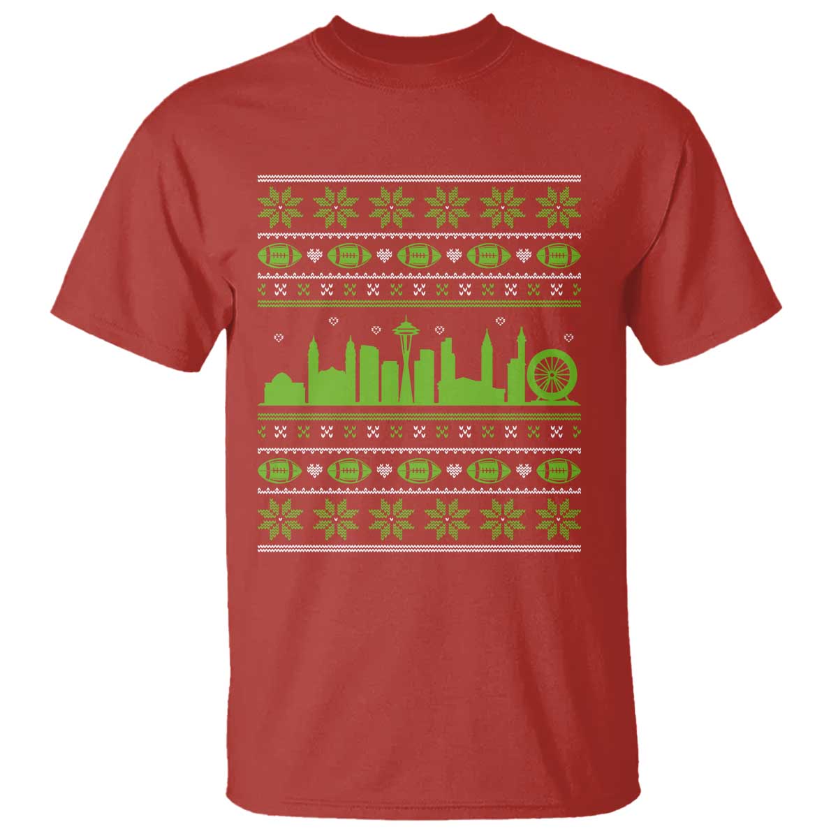 Seattle Skyline Game Day T Shirt Ugly Christmas Football Fan Gift TS12 Red Print Your Wear